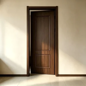 Modern Solid Pine Wood Indoor Door Set, Sound Insulation, Paint-Free, Baking Varnish Finish, for Bedroom and Study Room