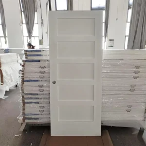 Modern Solid Wood 5-Panel Shaker Interior Door with Minimalist Slab Design