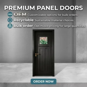 Modern Solid Wood Baking Paint Interior Door in Milk Green with Sound Insulation