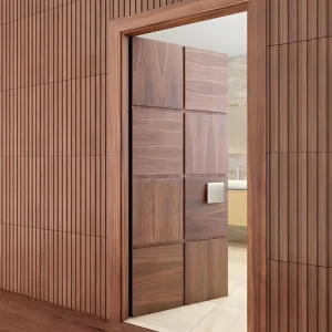 Modern Solid Wood Black Walnut Flat-Carved Anti-Theft Entrance Door