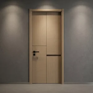 Modern Solid Wood Composite Interior Door with Natural Veneer Finish