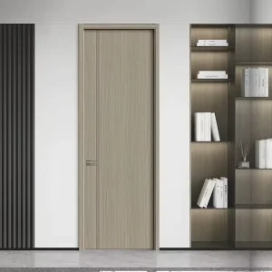 Modern Solid Wood Composite Slab Door Set Paint-Free Carbon Crystal Interior Door for Apartment Hotel Bedroom