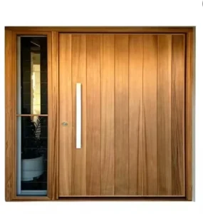 Modern Solid Wood Double Front Entrance Door with Double-Layer Glass