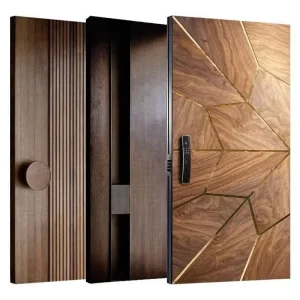 Modern Solid Wood Entrance Door for Residential Villas