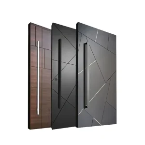 Modern Solid Wood Exterior Double Pivot Door with Stainless Steel for House Entrances