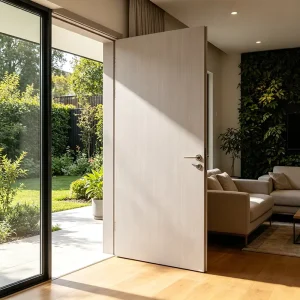 Modern Solid Wood Exterior Fire Doors, Water-Resistant and Soundproof, for Hotels and Hospitals