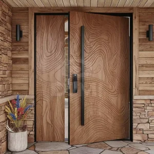 Modern Solid Wood Exterior Front Door