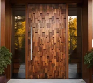 Modern Solid Wood Exterior Front Entry Door with Sound Insulation
