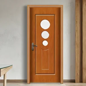 Modern Solid Wood Flush Glass Interior Door for Rooms and Kitchens, Manual Opening, Finished