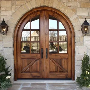 Modern Solid Wood Front Entrance Door Factory Customized for Villas and Apartments