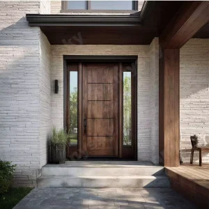 Modern Solid Wood Front Entry Door for Houses and Villas