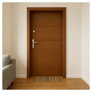 Modern Solid Wood Interior Door, Light Oak Finish, Horizontal Line Design