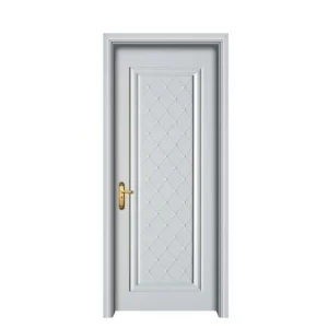 Modern Solid Wood Interior Door with Plain White Paint and Flush Panel Design
