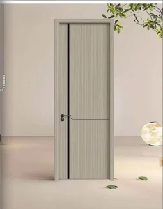 Modern Solid Wood Melamine-Faced Single Interior Door, Vintage Style, Sound Insulation, Bedroom Entry School Hotel Kitchen