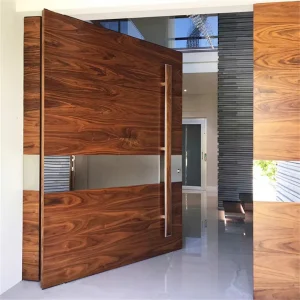 Modern Solid Wood Pivot Security Entry Door for House Exterior