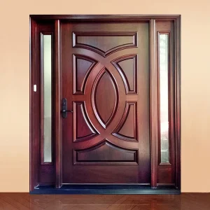 Modern Solid Wood Single Entrance Door, European Style, Red Mahogany Wood