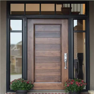 Modern Solid Wood Swing Entry Door Custom Mahogany Front Door for Residential House
