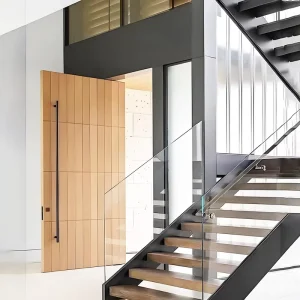 Modern Solid Wood Waterproof Pivot Sliding Door with Top Pivot for Villa Main Entrance