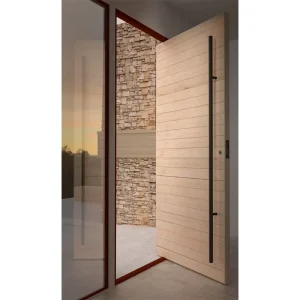 Modern Solid Wood and Aluminum Pivot Entry Door for Villa