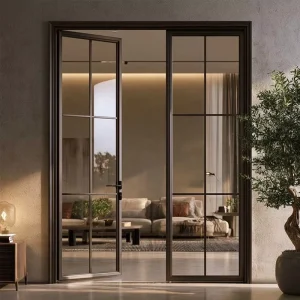 Modern Soundproof Waterproof Thermal Break Aluminum Frame Security Glass Swing Door for Home Office