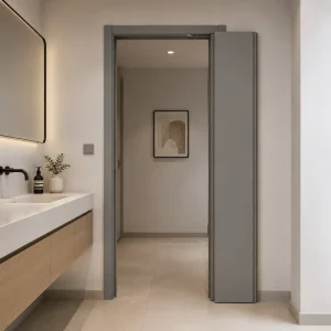 Modern Space Saving PET Composite 180 Degree Fold Back Interior Bifold Door for Walk In Closet Guest Room and Apartment