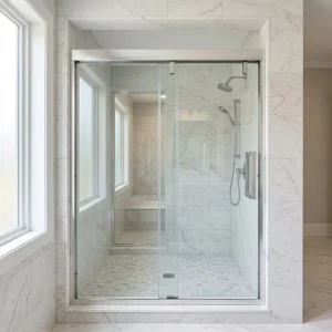 Modern Square Aluminum Alloy Waterproof Clear Tempered Glass Double Sliding Door Bathroom Shower Room Cabin