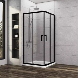 Modern Square Aluminum Alloy Waterproof Clear Tempered Glass Double Sliding Shower Door for Bathroom Shower Room Cabin