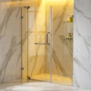Modern Square Frameless Shower Screen with Soft-Closing Coated Glass Hinge Door for Bathroom Enclosure