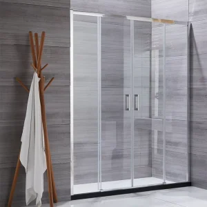 Modern Stainless Steel Aluminium Frame Straight Sliding Glass Shower Door 6mm-8mm Thick Waterproof Quick Drying Hotel Tempered