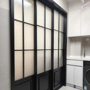 Modern Stainless Steel Black and White Narrow Frame Glass Door Sliding Doors for Interior and Garden