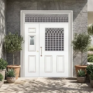 Modern Stainless Steel Security Entrance Door, Fire-Rated and Soundproof