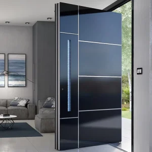 Modern Stainless Steel and Wood Exterior Security Front Door for Villa and Commercial Buildings