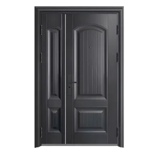 Modern Steel Entry Doors with Arc Edge Anti-Theft Fireproof Windproof Security