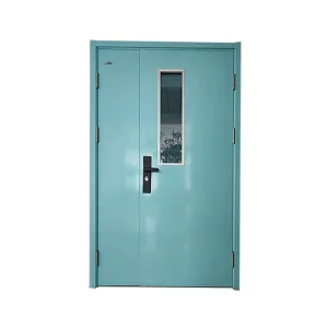 Modern Steel Fire Door for School and Commercial Use, Black or White Painted