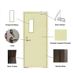 Modern Steel Fireproof Door UL CE Certified Made in China Manufacturer