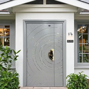 Modern Steel Security Door with Aluminum Material Swing Side Opening Anti Theft for Hotels Villas Farmhouses Courtyards