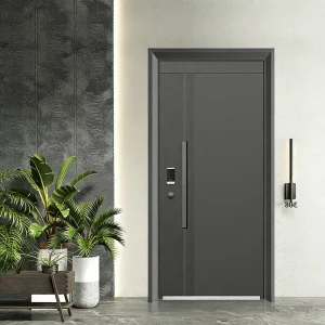 Modern Steel Security Entrance Door with Intelligent Lock Waterproof Anti-Theft Door for Hotels Malls Villas and Apartments