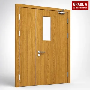 Modern Steel UL90min Fire Rated Fireproof Security Entrance Door for Hotels and Hospitals