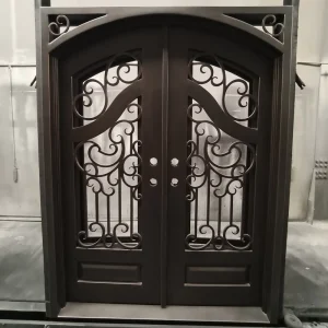 Modern Steel Wrought Iron Burglar-Proof Security Front Door with Anti-Pry Bars and Rust-Resistant Finish
