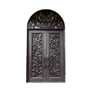 Modern Steel Wrought Iron Security Door, Single or Double, Main Entrance, USA Standard, for Villas