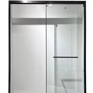 Modern Style Aluminum Double Sliding Tempered Glass Shower Door Extremely Narrow Edge Clear Walk Space Saving Bathroom