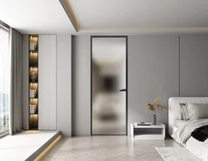 Modern Style Frameless Aluminum Waterproof Finished Bathroom Swing Casement Door for Bedroom Villa Hotel Use