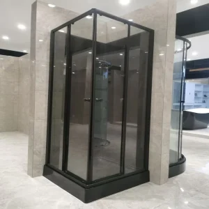 Modern Style Sliding Tempered Clear Smoked Glass Door Shower Room with Square Tray