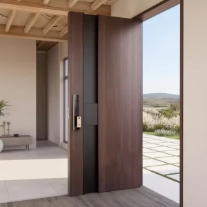 Modern-Style Solid Oak Waterproof Revolving Door With Anti-Theft Features for Hotel Apartment Outdoor Entrances