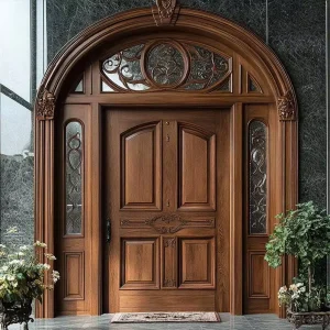 Modern Style Solid Wood French Entry Door Secure Anti-Theft Design For Villa Hotel Bedrooms And Main Entrances