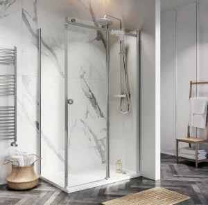 Modern Style Swing Glass Shower Door Tempered Entry Door for Hotel Interiors Finished Surface Side Opening