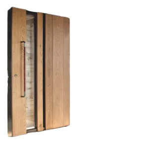 Modern Swing Anti-Theft Solid Wood Aluminum Front Door for Residential Villas, Double Glazing, Anti-Corrosion, Custom Made