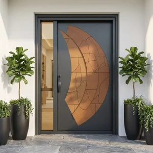 Modern Swing Front Entry Aluminum Alloy Metal Exterior Security Door for Villa