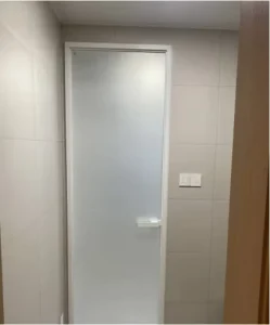 Modern Swing Glass Door Lockable Handle Frosted Privacy Waterproof Frame Manual Opening for Hotel Home Bathroom Customized Color
