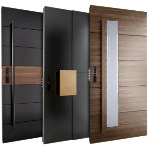 Modern Swing Opening Front Entry Doors Wood Aluminum Alloy Metal Iron Exterior Security Doors Exterior Doors for Houses